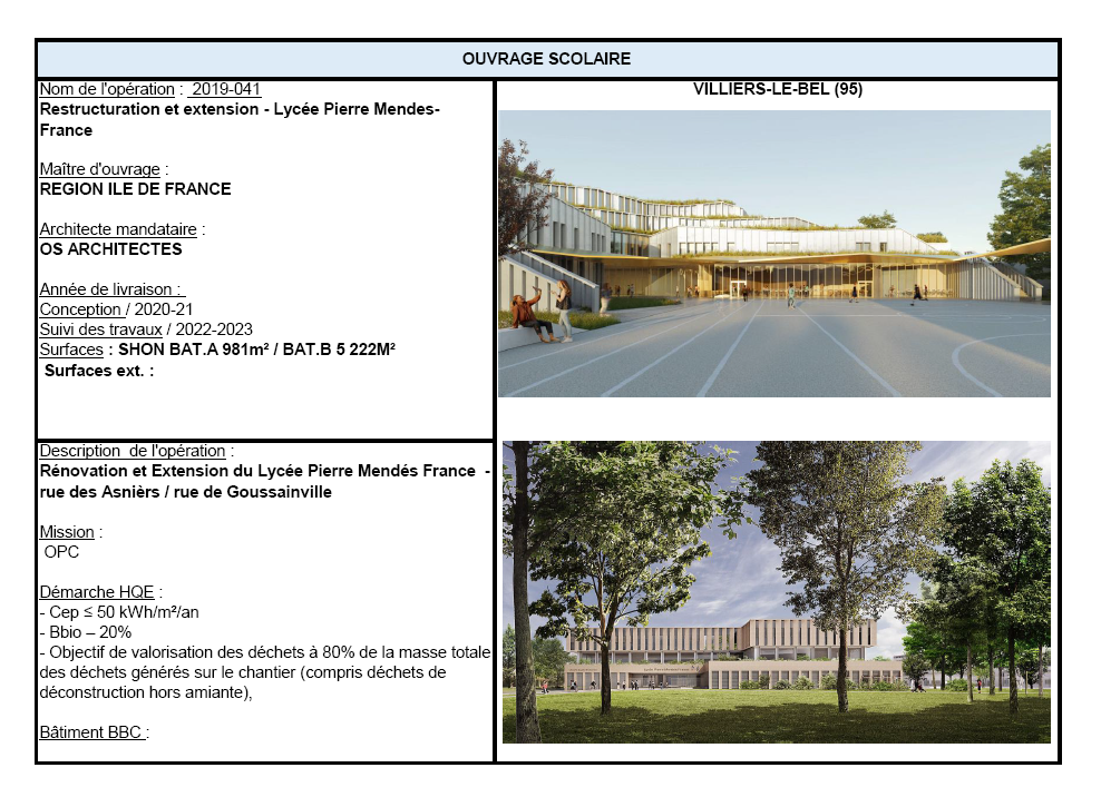 Restructuration et Extension – Lycée Pierre Mendès-France – VILLIERS LE BEL